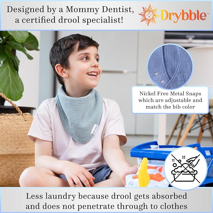 Bandana Bibs with 3 Waterproof Lining Organic Cotton Drool Bibs - Image 5