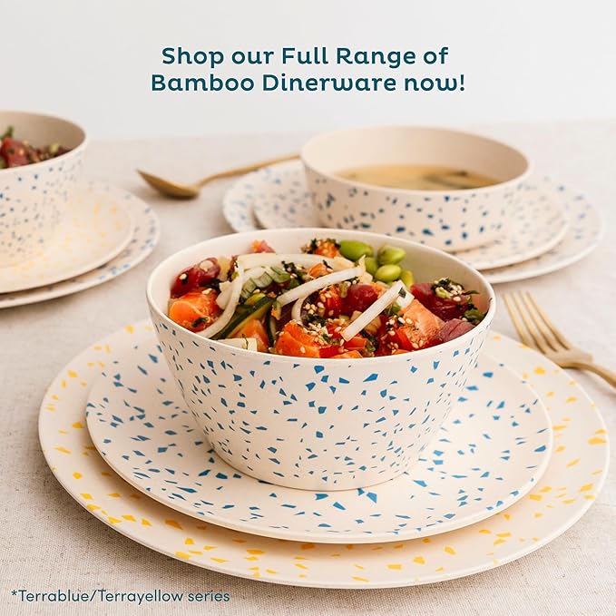 Nook Theory 4 Pack Bamboo Bowls - 22 Oz Reusable Bowl, Dishwasher Safe - Not Microwavable Bamboo Dishes (Bloop)