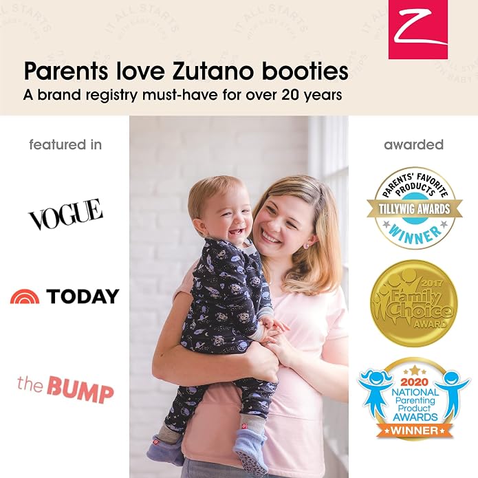 Zutano Unisex Organic Cotton Baby Booties, Stay-On and Non-Slip, Newborn to - Image 4