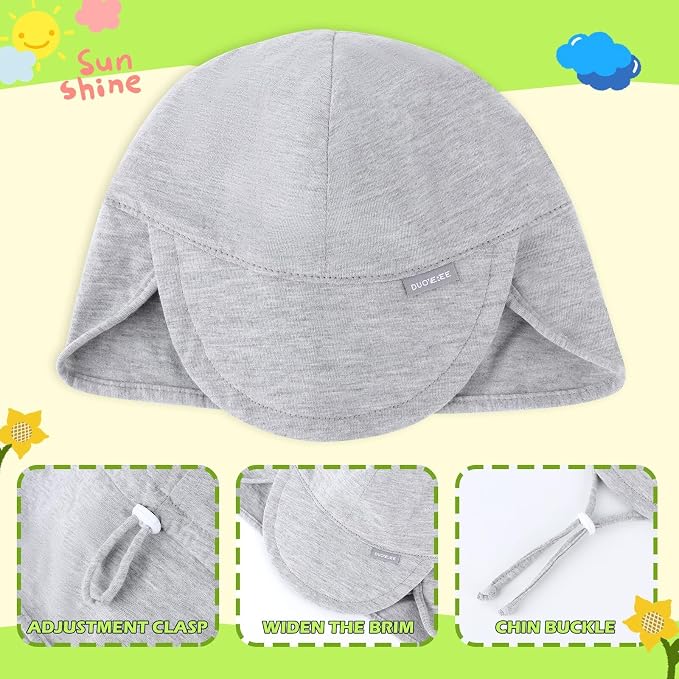 Duoyeree UPF 50+ Baby Sun Hat, Ear & Neck Protection - Image 2