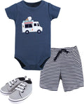 Hudson Baby Unisex Baby Cotton Bodysuit, Shorts and Shoe Set by HudsonBaby
