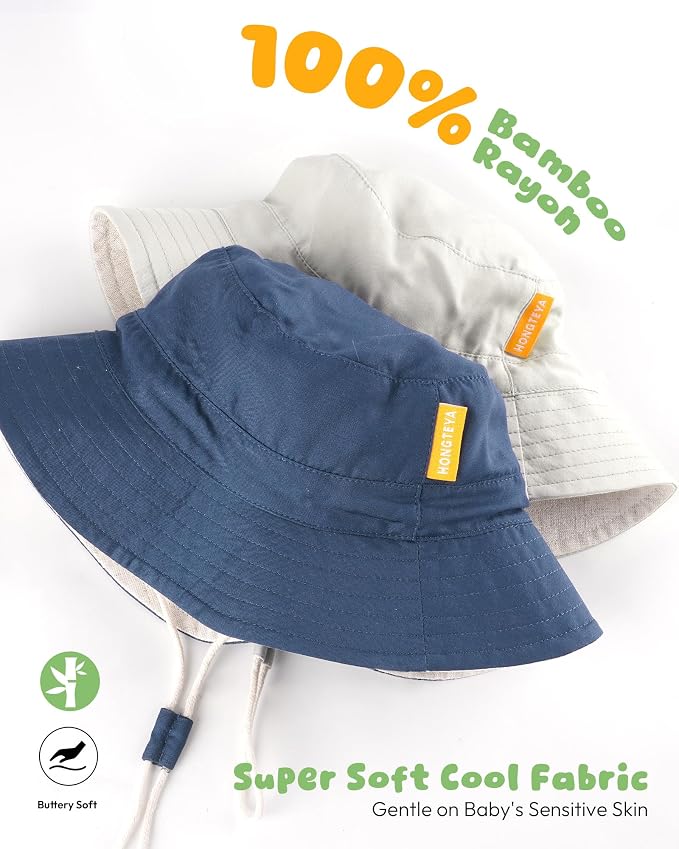 Baby Sun Hat for Toddler Kids Bamboo Rayon Bucket Hat Summer Beach Sun - Image 3