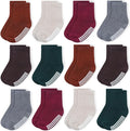 Baby Toddlers Crew Socks with Non-Slip Grip 12 Pack Cotton Stretch Socks | Soft by JAKIDAR
