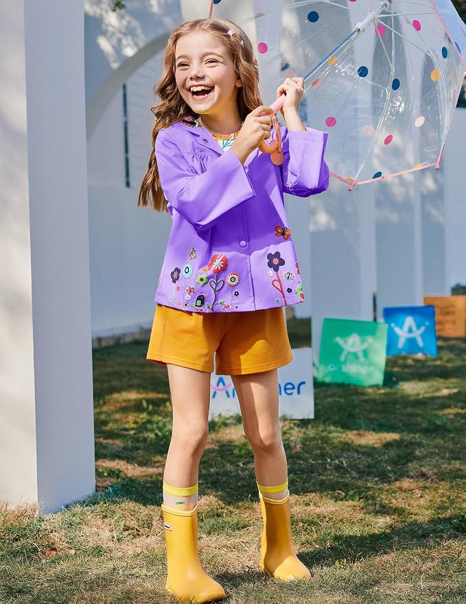 Arshiner Toddler Girls Waterproof Hooded Coat Jacket Outwear Raincoat - Image 3