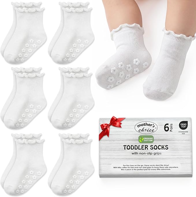 Organic Cotton Blend Ruffle Toddler Socks 6M-12M-2t-3t-4t-5t Gift by MothersChoice