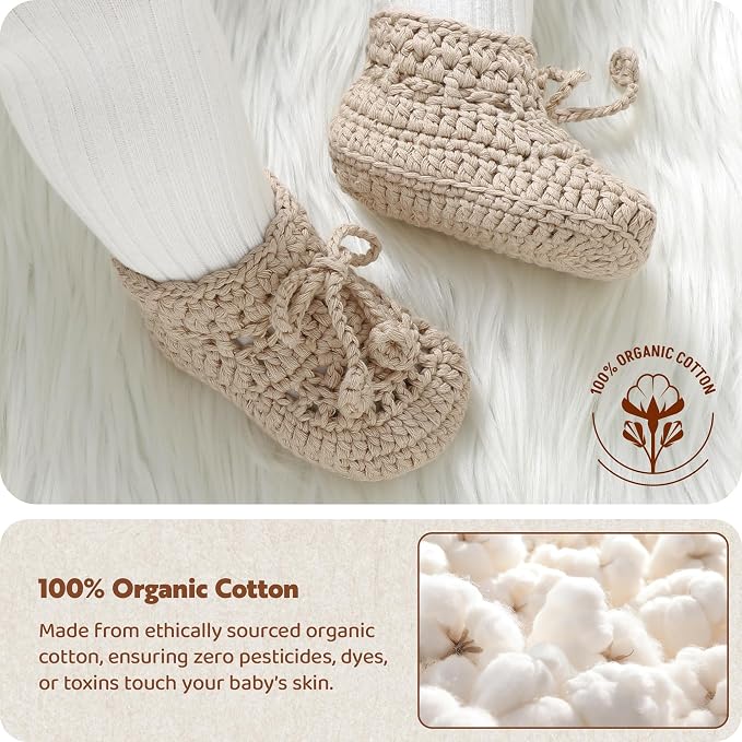 Hadetoto Baby Booties Hand Crochet Knit Cotton Bootie | Soft, Newborn First - Image 2