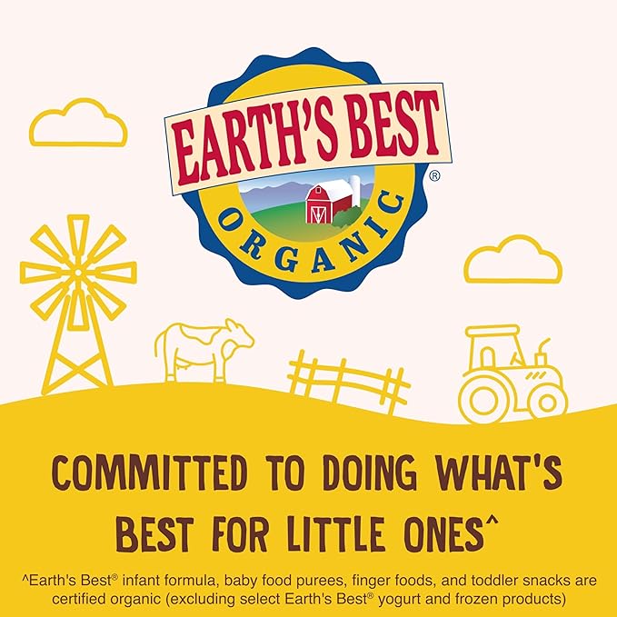 Earth's Best Organic Baby Formula, Gentle Infant Formula for 0-12 Months, Milk-Based Powder with Iron, Omega-3 DHA & Omega-6 ARA, 21 Ounce Container