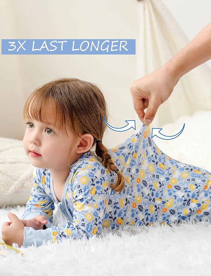JunNeng Baby Girl Viscose from Bamboo Sleeper with Mitten Cuffs, 2 Way Zipper Romper, Sleep N' Play Pajamas 0-18 Months