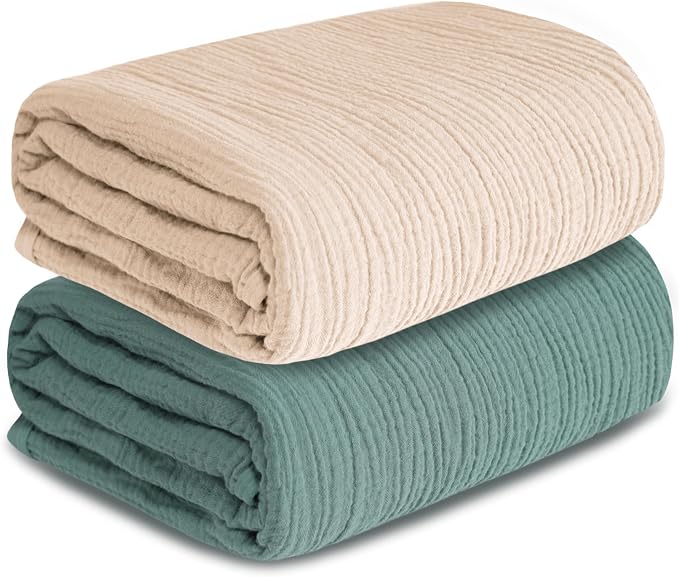 Muslin Swaddle Blankets for Newborn, 2 Pack Breathable Soft Receiving Blanket by GUNTAIL