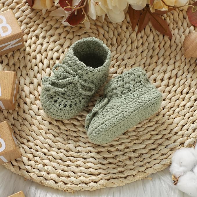 Hadetoto Baby Booties Hand Crochet Knit Cotton Bootie | Soft, Newborn First - Image 4