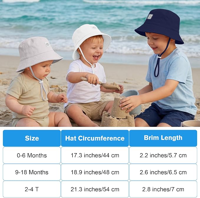 Cooraby 5 Pack Baby Sun Hat Adjustable Smile Bucket Hat Sun Protective Cap - Image 4