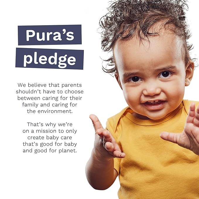 Pura Flushable Toddler Wipes 10 x 60 Wipes (600 Wipes), 100% Plastic Free, 99% Water, Hypoallergenic & Fragrance Free, Totally Chlorine Free, Kids Toilet Wipes, Sensitive Skin