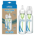 Dr. Brown's Natural Flow Anti-Colic Options+ Narrow Glass Baby Bottle 8 oz/250 mL, with Level 1 Slow Flow Nipple, 2 Pack, 0m+