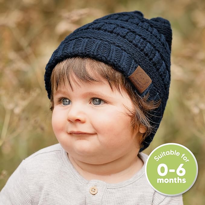 3-Pack Baby Beanies for Boys, Girls - Stretchy Knit Baby Hats, Cute Newborn & Toddler Winter Hat, Soft & Warm Infant Beanie 0-6 Months (Icelandic, S)