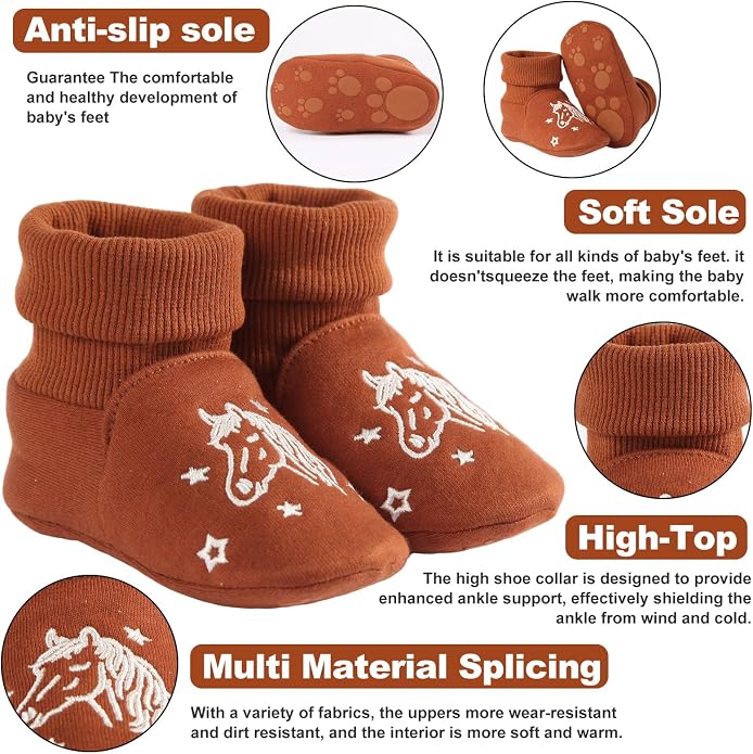 Newborn Infant Baby Cotton Booties Non-Slip Sole - Image 5
