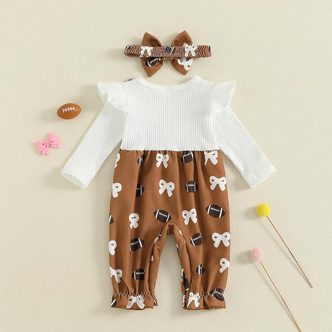 Newborn Baby Girl Clothes Ruffle Sleeve Jumpsuit Corduroy Floral - Image 6