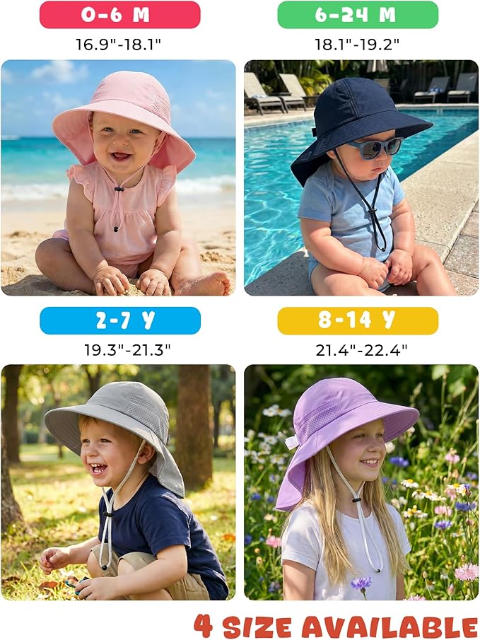Toddler Baby Sun Hat Kids Summer Beach Essentials Adjustable Beach Hats - Image 6