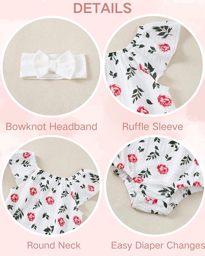 Renotemy Newborn Baby Girl Clothes Coming Home Summer Outfits Preemie-18M | - Image 5