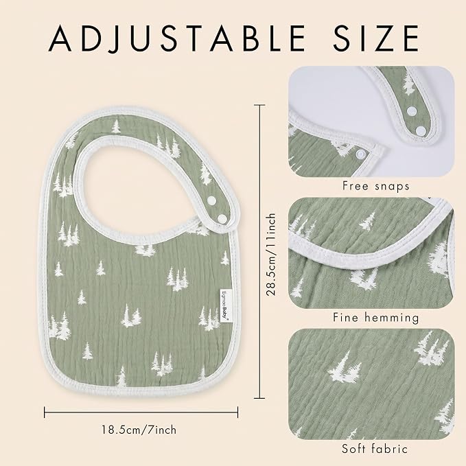 Muslin Baby Bibs for Drooling and Teething, Bibs for Boys Girls | Soft Cotton - Image 5