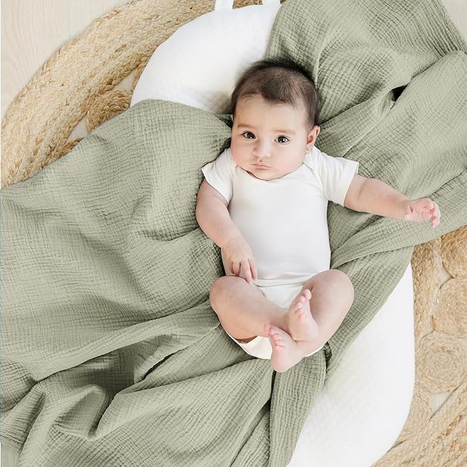 Konssy 3-Pack Muslin Baby Swaddle Blankets, 47 x 47 in Receiving Blankets | - Image 4