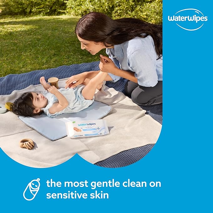 WaterWipes Sensitive+ Newborn & Baby Wipes, 3-In-1 Cleans, Cares, Protects, 99.9% Water, Unscented & Hypoallergenic, 540 Count (9 Packs)