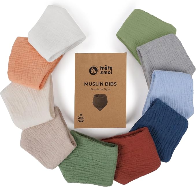 Mère & Moi Muslin Baby Bandana Bibs – 100% Cotton, Soft & Absorbent Drool & - Image 3