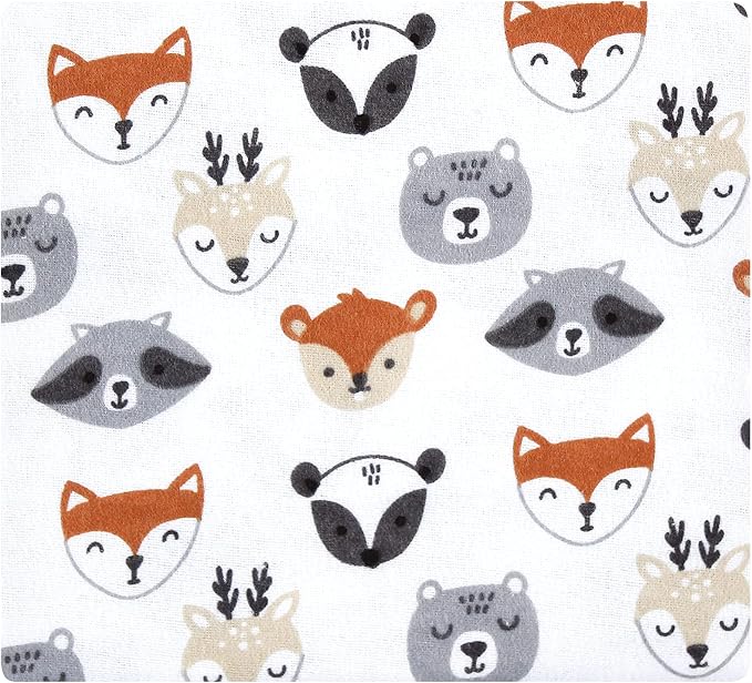 Hudson Baby Unisex Baby Cotton Flannel Receiving Blankets Bundle, Woodland Faces - Image 3