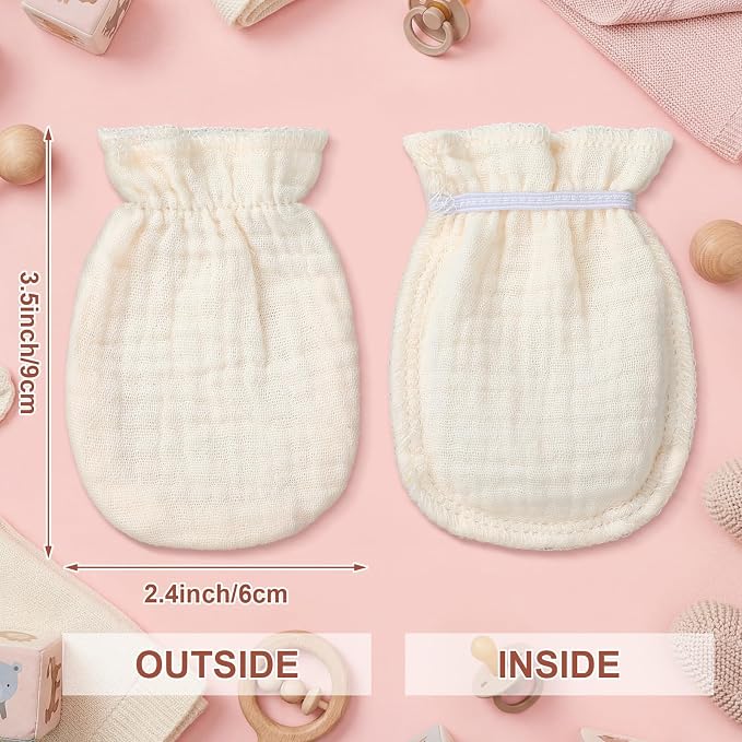 Chicingyou Muslin Baby Mittens for Newborn 100% Cotton No Scratch Boho/Mallard - Image 3