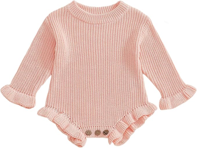 Mubineo Baby Girl Fall Winter Clothes Basic Plain Cute Sweater Romper Outfit by Mubineo