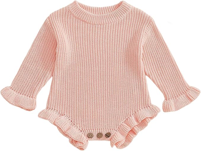 Mubineo Baby Girl Fall Winter Clothes Basic Plain Cute Sweater Romper Outfit by Mubineo