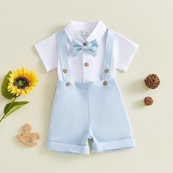 PUHHAPIEY Baby Boy Gentleman Wedding Outfit Dress Romper Suspender Pants | 0 3 - Image 4