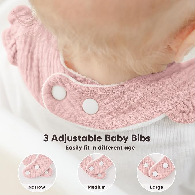 Bearmoss 6 Pack Baby Girl Bibs for Newborn, Muslin Bibs - Image 4
