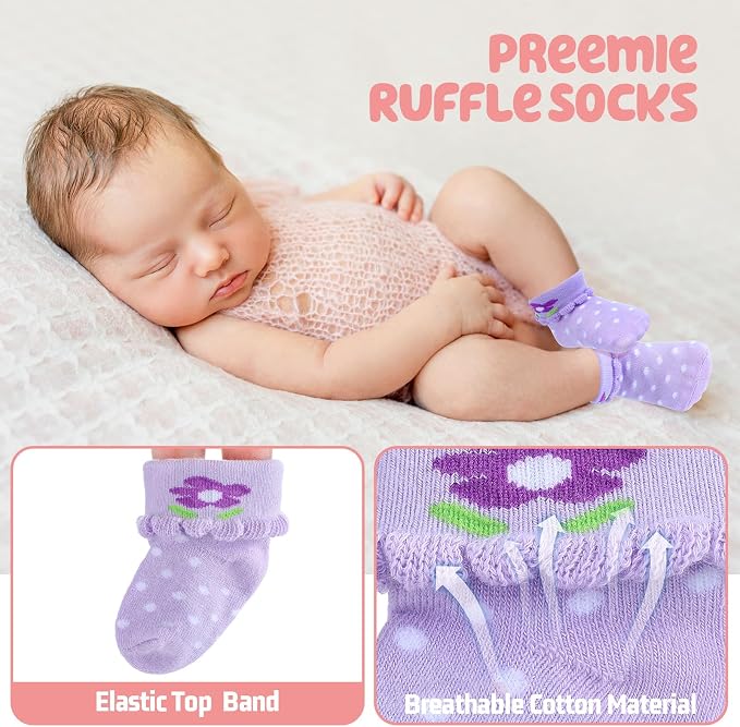 Toulite 12 Pair Preemie Newborn Baby Socks - Image 4