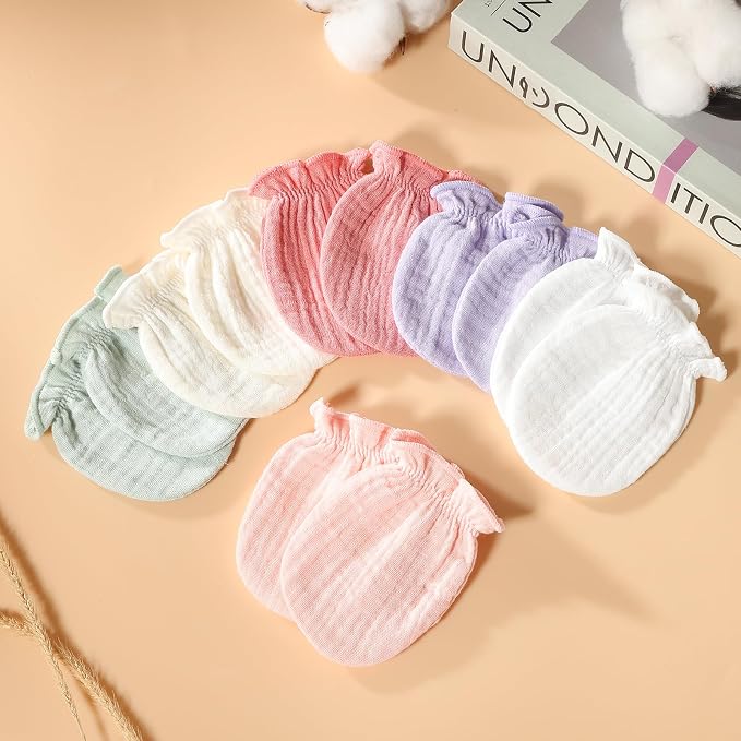 MOMSMENU Baby Mittens Newborn Muslin Soft No Scratch 0-6 Months 6-Pack | - Image 8