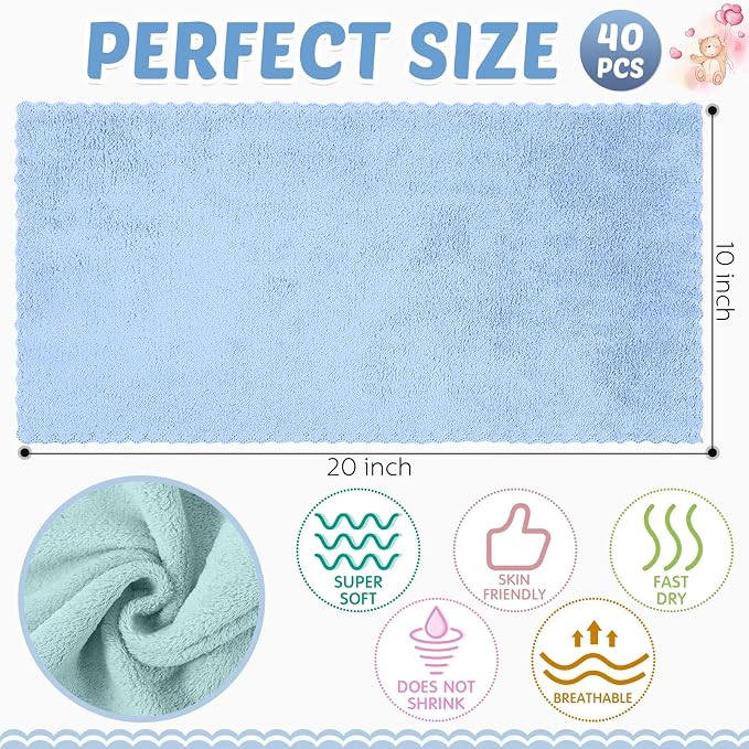 Mixweer 40 Pack Baby Burp Cloths Bulk 20x10 Inch Absorbent Muslin Burp Cloths - Image 2
