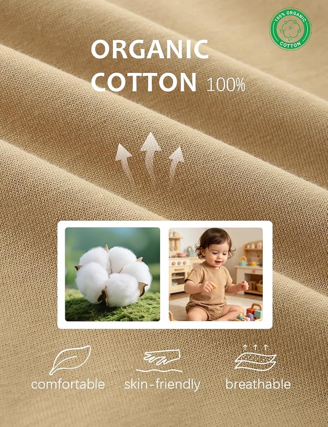 Baby Bubble Onesie Romper 100% Organic Cotton Clothes Short Sleeve Summer Solid - Image 3