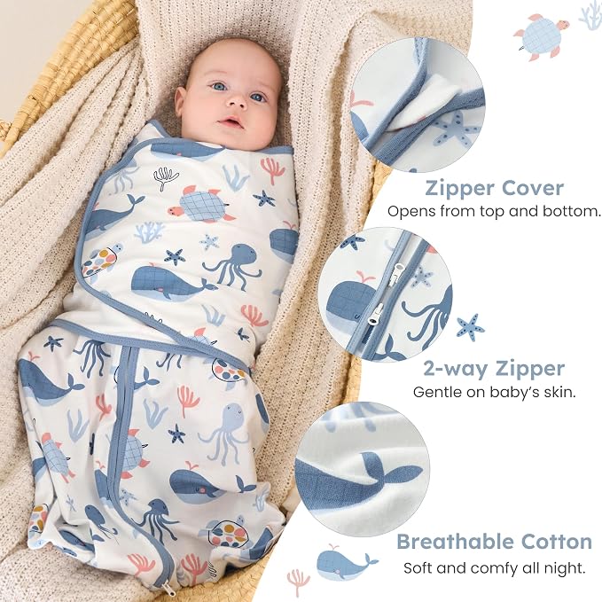 Baby Swaddle Sleep Sack 3-6 Months, Cotton Swaddles - Image 3