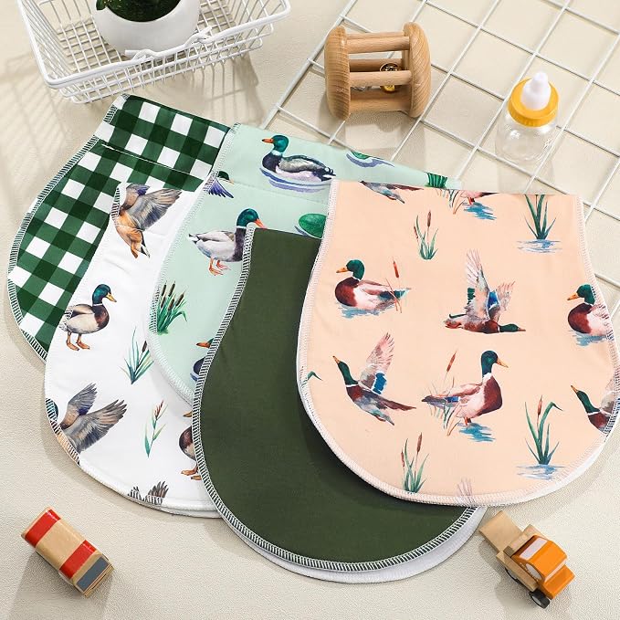SmoothNovelty 5 Pack Mallard Duck Pattern Baby Burp Cloths Soft Absorbent - Image 6