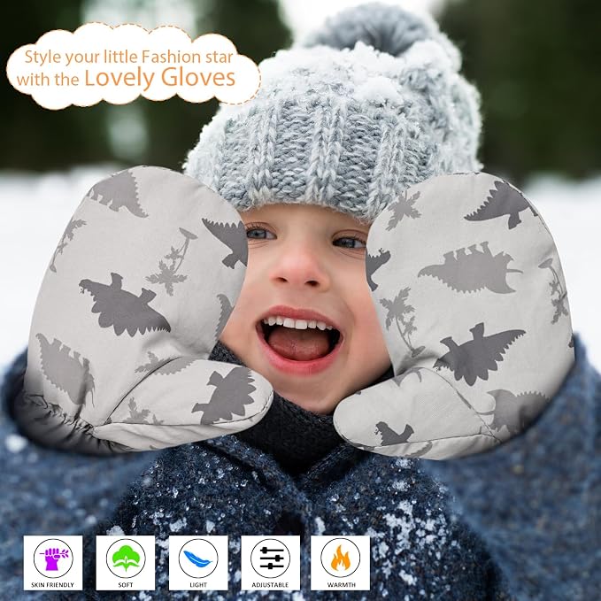 Fleece Lined Mittens for Baby Boys Girls, Baby Toddler Little Kids Winter Warm - Image 2
