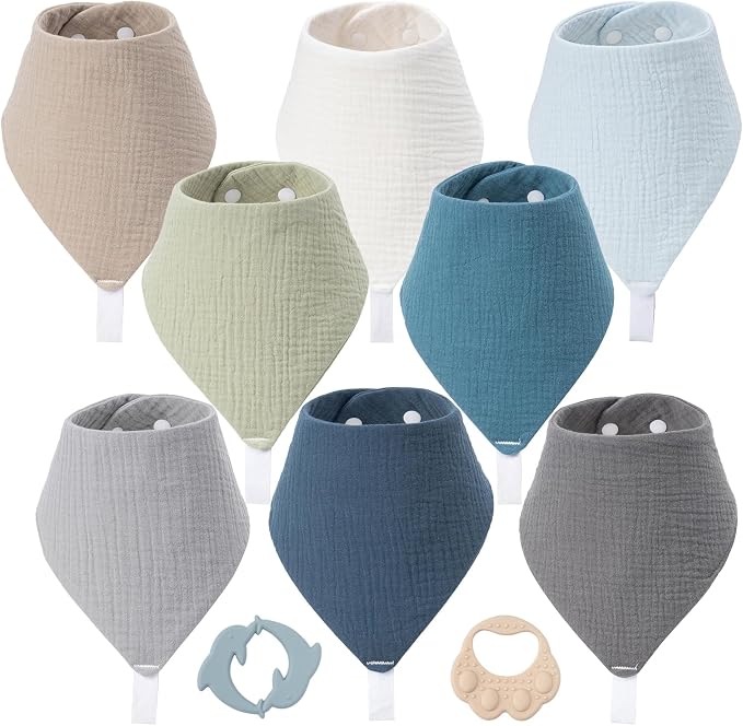 8-Pack Muslin Baby Bibs for Drooling and Teething | Soft& Absorbent, 100% Cotton by Unknown