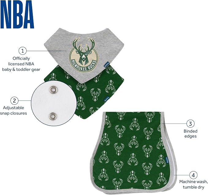 Gerber Baby NBA Bandana Bib and Burp Cloth Set - Image 6