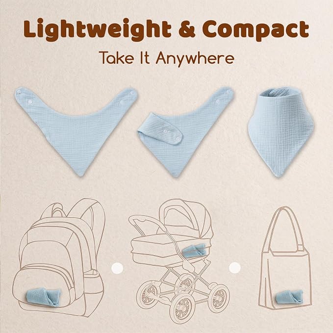8-Pack Muslin Baby Bibs for Drooling and Teething | Soft& Absorbent, 100% Cotton - Image 7