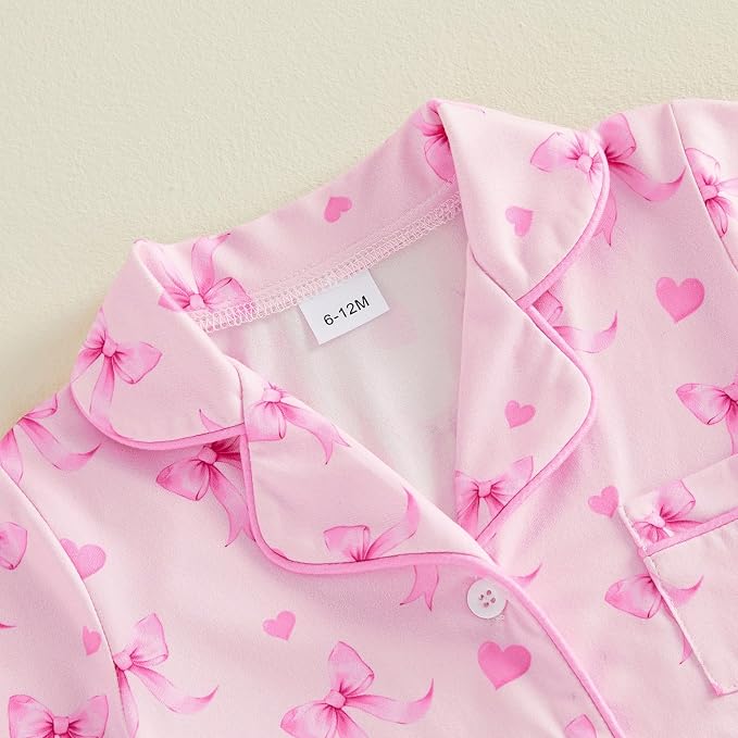 Kuriozud Toddler Baby Girl Pajamas Set Summer Floral Short Sleeve Button Down - Image 6