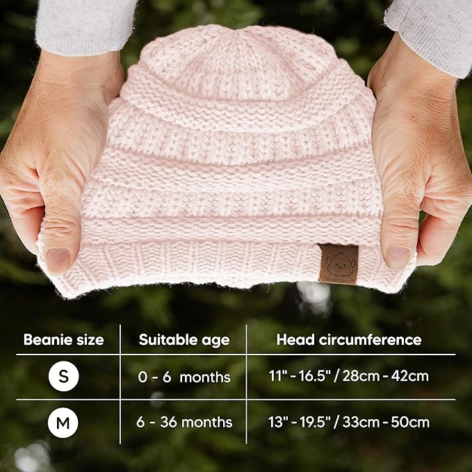 3-Pack Baby Beanies for Boys, Girls - Stretchy Knit Baby Hats, Cute Newborn & Toddler Winter Hat, Soft & Warm Infant Beanie 6-36 Months (Sweet Pea, M)