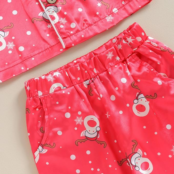 Kids Baby Girl Boy Satin Pajamas Set Button Down Sleep Shirt Top+Long Pants - Image 2
