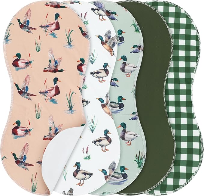 SmoothNovelty 5 Pack Mallard Duck Pattern Baby Burp Cloths Soft Absorbent by SmoothNovelty