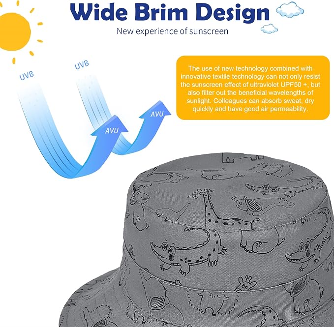 Komorebi Toddler Sun Hat UPF 50+ Kids Beach Bucket Hats Boys Girls 0-8Y | Cute - Image 3