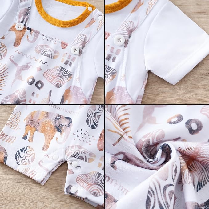2-Pack Baby Boys Girls Romper Newborn Cartoon Print Short Sleeve Onesie Summer - Image 5