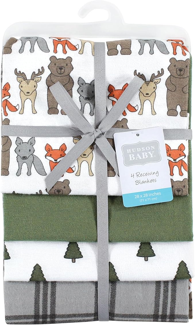 Hudson Baby Unisex Baby Cotton Poly Flannel Receiving Blankets, Wild Forest - Image 2