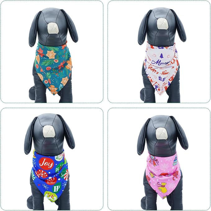 Christmas Dog Bandanas for Small Dogs Breed 7 Pcs Stitching Edge Christmas Dog - Image 4